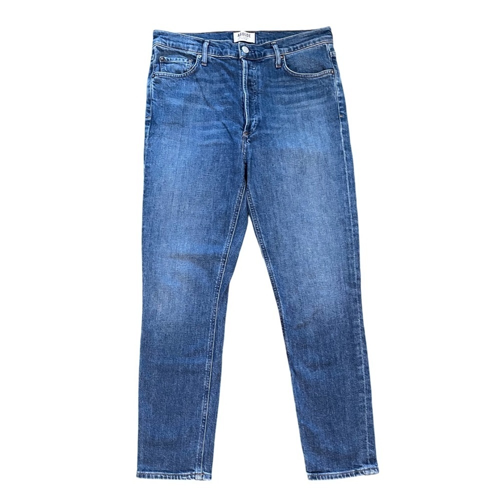 AGOLDE Nico Skinny Jeans High Rise Ankle Crop Medium Blue Denim Size 30 - Picture 2 of 10
